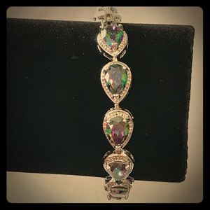 Mystic topaz teardrop silver bracelet